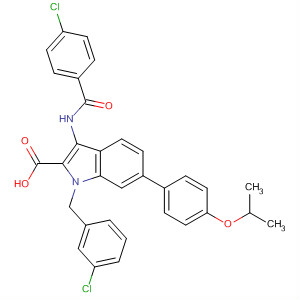 3-(4-Chlorobenzoylamino)-1-(3-chlorobenzyl)-6-(4-isopropoxyphenyl)indole-2-carboxylic acid Structure,825624-01-9Structure