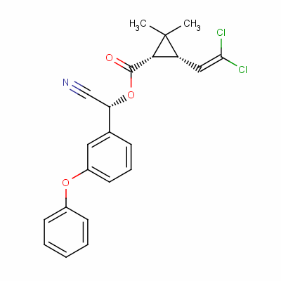 [(R)-氰基-[3-(苯氧基)苯基]甲基] (1s,3s)-3-(2,2-二氯乙烯)-2,2-二甲基环丙烷-1-羧酸结构式_83860-31-5结构式