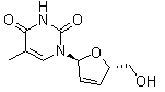 (2S-反式)-1-[2,5-二氢-5-(羟甲基)-2-呋喃基]-5-甲基-2,4(1H,3H)-嘧啶二酮结构式_84414-90-4结构式