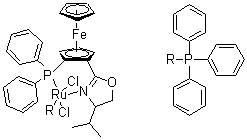 (R)-2-[(r)-2-(diphenylphosphino)ferrocenyl]-4-isopropyl-2-oxazoline triphenylphosphine ruthenium(ii) chloride complex Structure,849921-25-1Structure