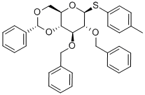 4-甲基-2,3-双-O-(苯基甲基)-4,6-O-[(R)-苯基亚甲基]-1-硫代-β-D-吡喃葡萄糖苷苯酯结构式_850416-39-6结构式