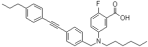 2-氟-5-[(己基)[4-[(4-丙基苯基)乙炔基]苄基]氨基]苯甲酸结构式_866932-55-0结构式