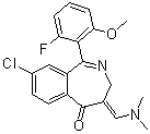 (1E,4e)-8-氯-4-((二甲基氨基)亚甲基)-1-(2-氟-6-甲氧基苯基)-3,4-二氢苯并[c]氮杂革-5-酮结构式_869367-33-9结构式