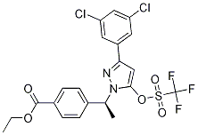 (S)-ethyl 4-(1-(3-(3,5-dichlorophenyl)-5-(trifluoromethylsulfonyloxy)-1h-pyrazol-1-yl)ethyl)benzoate Structure,870823-09-9Structure