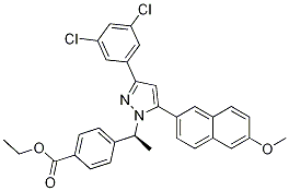 (S)-ethyl 4-(1-(3-(3,5-dichlorophenyl)-5-(6-methoxynaphthalen-2-yl)-1h-pyrazol-1-yl)ethyl)benzoate Structure,870823-10-2Structure