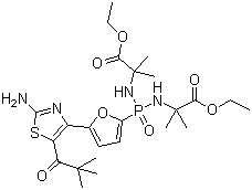 Alanine, n,n-[[5-[2-amino-5-(2,2-dimethyl-1-oxopropyl)-4-thiazolyl]-2-furanyl]phosphinylidene]bis[2-methyl-, 1,1-diethyl ester Structure,882757-24-6Structure