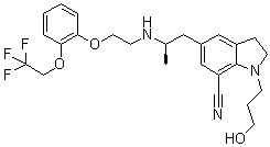 2,3-Dihydro-1-(3-hydroxypropyl)-5-[(2r)-2-[[2-[2-(2,2,2-trifluoroethoxy)phenoxy]ethyl]amino]propyl]-1h-indole-7-carbonitrile Structure,885340-13-6Structure