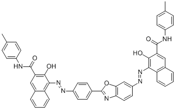 3-Hydroxy-4-[[4-[6-[[2-hydroxy-3-[[(4-methylphenyl)amino]carbonyl]-1-naphthalenyl]azo]-2-benzoxazolyl]phenyl]azo]-n-(4-methylphenyl)-2-naphthalenecarboxamide Structure,90053-95-5Structure