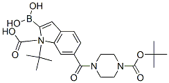 2-硼-6-[[4-[(1,1-二甲基乙氧基)羰基]-1-哌嗪基]羰基]-1H-吲哚-1-羧酸-1-(1,1-二甲基乙基)酯结构式_913388-59-7结构式