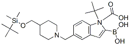 2-硼-5-[[4-[[[(1,1-二甲基乙基)二甲基硅酯]氧基]甲基]-1-哌啶基]甲基]-1H-吲哚-1-羧酸-1-(1,1-二甲基乙基)酯结构式_913388-71-3结构式