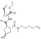 (1R,2s)-1-{[(1r,2r,4s)-2-(hex-5-enyl-methyl-carbamoyl)-4-hydroxy-cyclopentanecarbonyl]-amino}-2-vinyl-cyclopropanecarboxylic acid ethyl ester Structure,922727-93-3Structure