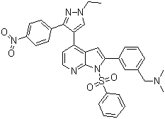 1-(3-(4-(1-Ethyl-3-(4-nitrophenyl)-1h-pyrazol-4-yl)-1-(phenylsulfonyl)-1h-pyrrolo[2,3-b]pyridin-2-yl)phenyl)-n,n-dimethylmethanamine Structure,942920-68-5Structure