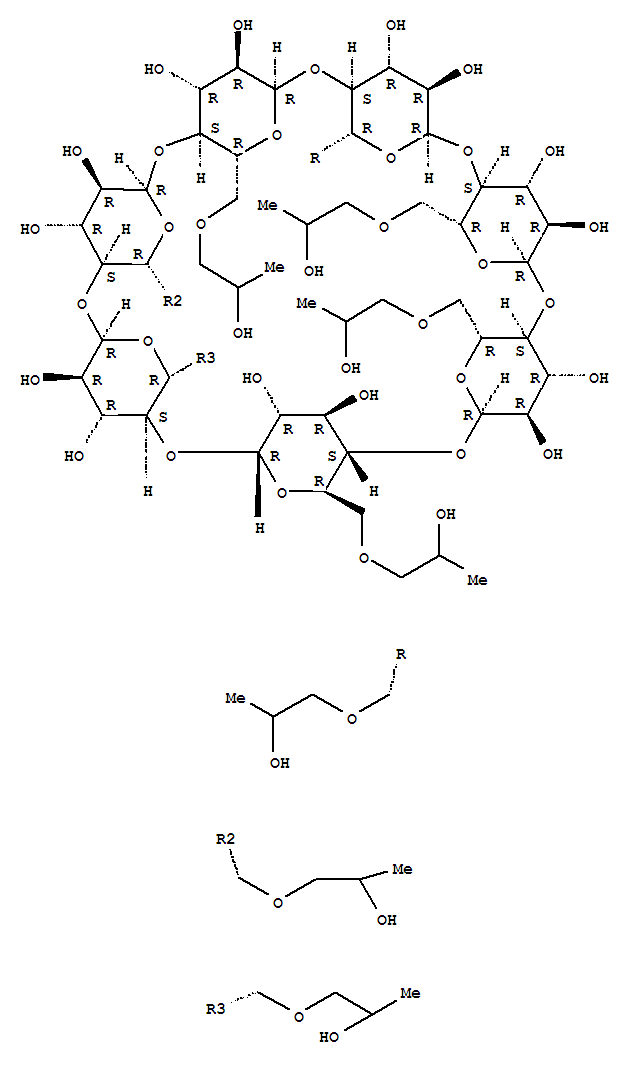 6A,6B,6C,6D,6E,6F,6G-七-O-(2-羟基丙基)-beta-环糊精结构式_107745-73-3结构式