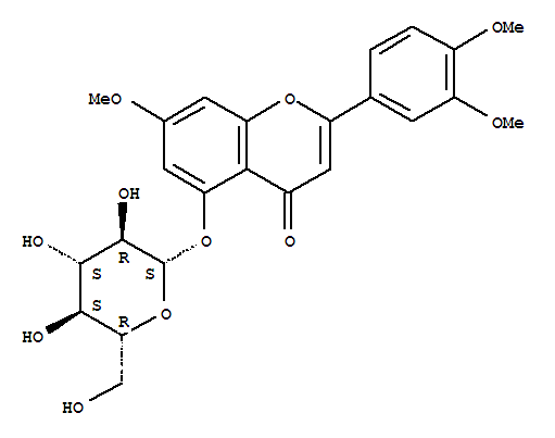 2-(3,4-二甲氧基苯基)-5-(BETA-D-吡喃葡萄糖氧基)-7-甲氧基-4H-1-苯并吡喃-4-酮结构式_221289-20-9结构式