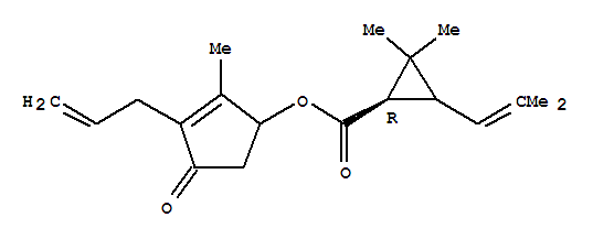 (1R)-2,2-二甲基-3-(2-甲基-1-丙烯-1-基)环丙烷羧酸 2-甲基-4-氧代-3-(2-丙烯-1-基)-2-环戊烯-1-基酯结构式_231937-89-6结构式