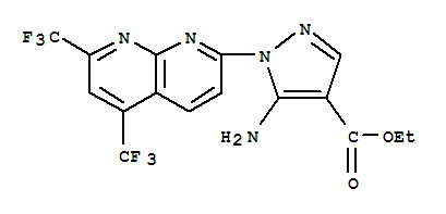 (9ci)-5-氨基-1-[5,7-双(三氟甲基)-1,8-萘啶-2-基]-1H-吡唑-4-羧酸乙酯结构式_246022-31-1结构式