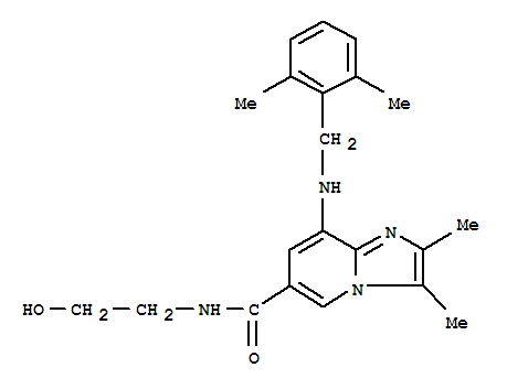 2,3-二甲基-8-(2,6-二甲基苄基氨基)-N-羟基乙基-咪唑并[1,2-a]吡啶-6-羧酰胺结构式_248919-64-4结构式