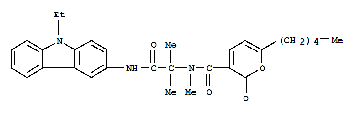 (9ci)-n-[2-[(9-乙基-9h-咔唑-3-基)氨基]-1,1-二甲基-2-氧代乙基]-n-甲基-2-氧代-6-戊基-2H-吡喃-3-羧酰胺结构式_258278-04-5结构式