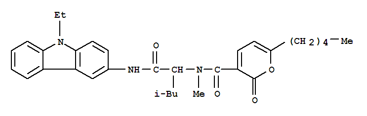 (9ci)-n-[1-[[(9-乙基-9h-咔唑-3-基)氨基]羰基]-3-甲基丁基]-n-甲基-2-氧代-6-戊基-2H-吡喃-3-羧酰胺结构式_258278-06-7结构式