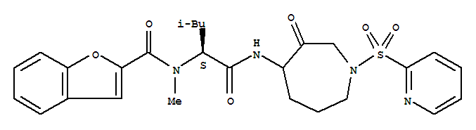 (9ci)-n-[(1s)-1-[[[六氢-3-氧代-1-(2-吡啶磺酰基)-1H-氮杂革-4-基]氨基]羰基]-3-甲基丁基]-n-甲基-2-苯并呋喃羧酰胺结构式_281214-97-9结构式