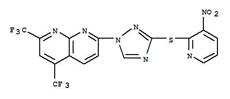 (9ci)-7-[3-[(3-硝基-2-吡啶)硫代]-1H-1,2,4-噻唑-1-基]-2,4-双(三氟甲基)-1,8-萘啶结构式_303151-87-3结构式