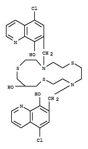 4,10-双(5-氯-8-羟基-7-喹啉)-1,7,13-三硫杂-4,10-二氮杂环十六烷-9-醇结构式_343372-32-7结构式