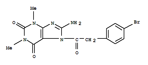 (9ci)-8-氨基-7-[(4-溴苯基)乙酰基]-3,7-二氢-1,3-二甲基-1H-嘌呤-2,6-二酮结构式_3649-36-3结构式