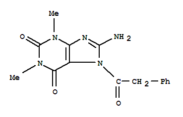 (9ci)-8-氨基-3,7-二氢-1,3-二甲基-7-(苯基乙酰基)-1H-嘌呤-2,6-二酮结构式_3649-37-4结构式