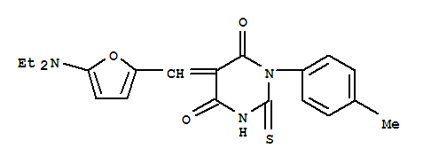 4,6(1H,5h)-pyrimidinedione,5-[[5-(diethylamino)-2-furanyl ]methylene]dihydro-1-(4-methylphenyl)-2-thioxo- Structure,366459-51-0Structure