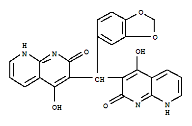 (9ci)-3,3-(1,3-苯并二氧杂环戊烯l-5-基亚甲基)双[4-羟基-1,8-萘啶-2(1h)-酮结构式_401938-12-3结构式