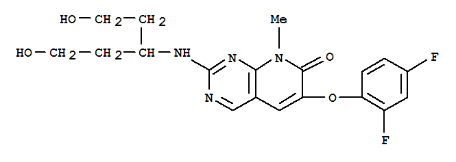 6-(2,4-二氟苯氧基)-2-[(1,5-二羟基-3-戊烷基)氨基]-8-甲基吡啶并[2,3-d]嘧啶-7(8H)-酮结构式_449811-01-2结构式