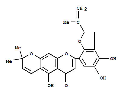 8-(2,3-Dihydro-4,5-dihydroxy-2-isopropenylbenzofuran-7-yl )-5-hydroxy-2,2-dimethyl -2h,6h-benzo[1,2-b:5,4-b’]dipyran-6-one Structure,54963-49-4Structure