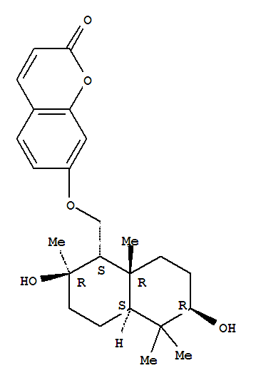 7-[[(1S,4aβ)-十氢-2α,6α-二羟基-2,5,5,8aα-四甲基萘-1β-基]甲氧基]-2H-1-苯并吡喃-2-酮结构式_62742-67-0结构式