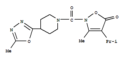 (9ci)-1-[[3-甲基-4-(1-甲基乙基)-5-氧代-2(5h)-异噁唑基]羰基]-4-(5-甲基-1,3,4-噁二唑-2-基)-哌啶结构式_706804-99-1结构式