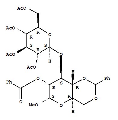 Methyl 4,6-Di-O-benzylidene-2-O-benzoyl-3-O-(2,3,4,6-tetra-O-acetyl-beta-D-glucopyranoside)-alpha-D-glucopyranoside Structure,71238-93-2Structure