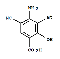 (9ci)-4-氨基-5-氰基-3-乙基-2-羟基-苯甲酸结构式_72817-95-9结构式