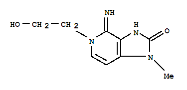 (9ci)-1,3,4,5-四氢-5-(2-羟基乙基)-4-亚氨基-1-甲基-2H-咪唑并[4,5-c]吡啶-2-酮结构式_777813-86-2结构式