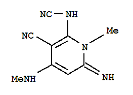 (9ci)-[3-氰基-1,6-二氢-6-亚氨基-1-甲基-4-(甲基氨基)-2-吡啶]-氨腈结构式_782397-14-2结构式