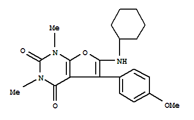 6-(环己基氨基)-5-(4-甲氧基苯基)-1,3-二甲基-呋喃并[2,3-d]嘧啶-2,4(1h,3h)-二酮结构式_850788-73-7结构式