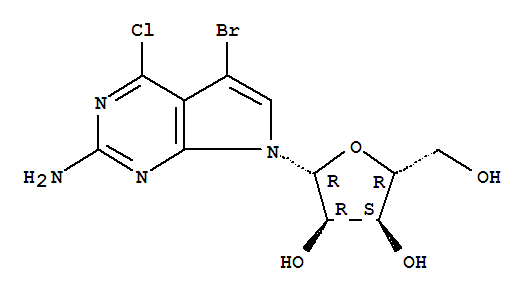 5-Bromo-4-chloro-7-ss-d-ribofuranosyl-7h-pyrrolo[2,3-d]pyrimidin-2-amine Structure,873792-93-9Structure