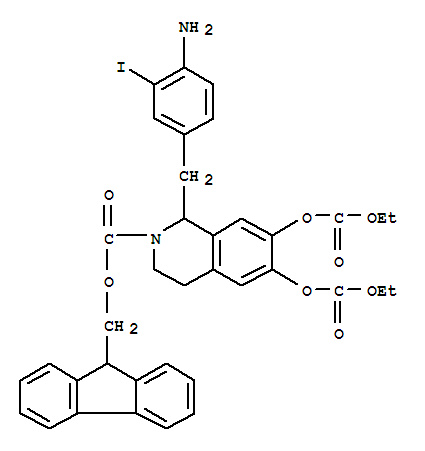 2(1H)-isoquinolinecarboxylic acid,1-[(4-amino-3-iodophenyl)methyl ]-6,7-bis[(ethoxycarbonyl)oxy]-3,4-dihydro-,9h-fluoren-9-ylmethyl ester Structure,880475-02-5Structure