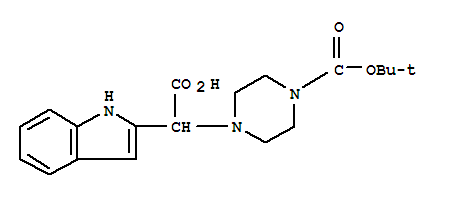 1-Boc-4-[羧基-(1H-吲哚-2-基)-甲基]-哌嗪结构式_885275-32-1结构式