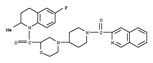 [4-[2-[(6-氟-3,4-二氢-2-甲基-1(2H)-喹啉)羰基]-4-吗啉]-1-哌啶基]-3-异喹啉-甲酮结构式_888220-11-9结构式