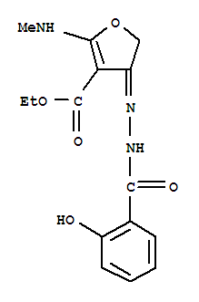 3-Furancarboxylic acid, 4,5-dihydro-4-[(2-hydroxybenzoyl)hydrazono]-2-(methylamino)-, ethyl ester (9ci) Structure,909768-70-3Structure