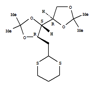 4-(2,2-二甲基-1,3-二氧戊环-4-基)-5-(1,3-二噻烷-2-基甲基)-2,2-二甲基-1,3-二氧戊环结构式_91294-64-3结构式