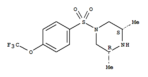 (3R,5s)-3,5-二甲基-1-(4-(三氟甲氧基)苯基磺酰基)哌嗪结构式_958243-69-1结构式