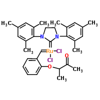 [1,3-Bis(2,4,6-trimethylphenyl)-2-imidazolidinylidene]dichloro[[2-(1-methylacetoxy)phenyl]methylene]ruthenium(ii) Structure,1031262-71-1Structure