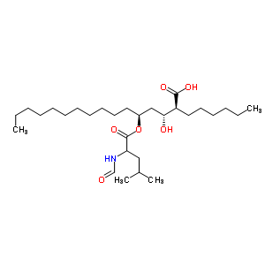 (2S,3R,5S)-5-[(N-甲酰基亮氨酰)氧基]-2-己基-3-羟基十六烷酸结构式_130793-28-1结构式