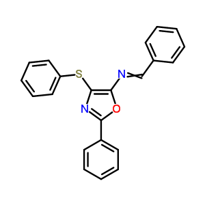 5-Oxazolamine,2-phenyl-n-(phenylmethylene)-4-(phenylthio)- Structure,13243-44-2Structure