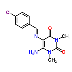 6-Amino-5-[(4-chlorophenyl)methylideneamino]-1,3-dimethyl-pyrimidine-2,4-dione Structure,13784-07-1Structure